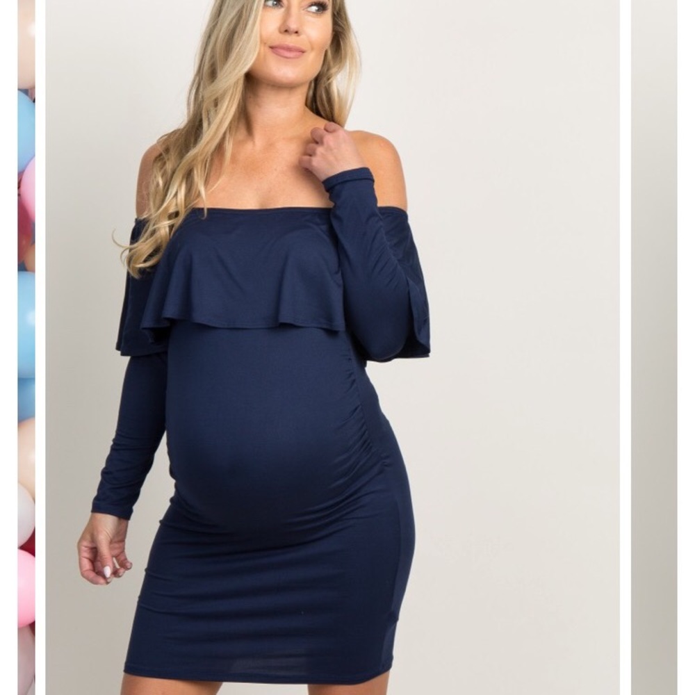 Blue stretchy maternity dress size Medium